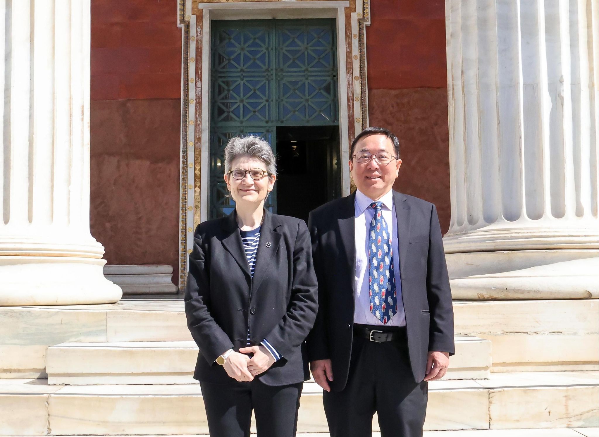 3 Oct 2024, President Lionel Ni from HKUST(GZ) with Sophia Papaioannou Vice-Rector of University of Athens