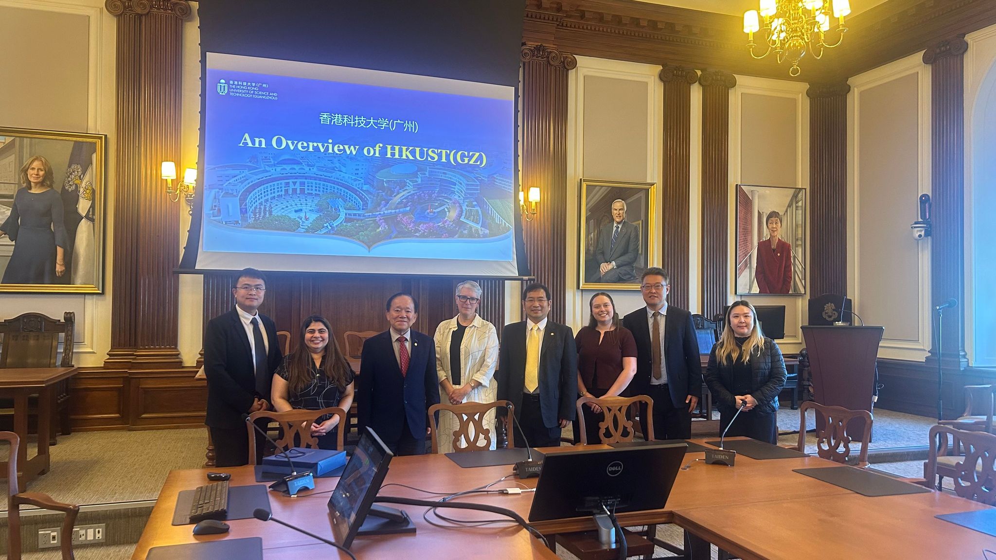 The delegation meets with Professor Christopher Yip and his team.